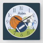 Personalized Sports Balls Kids Clock at Zazzle