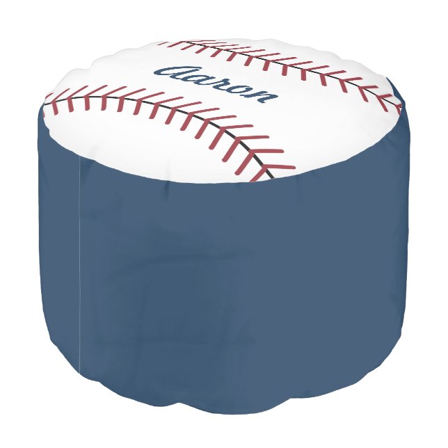Personalized Sports Baseball Pillow Ottoman Pouf (Angled Back)