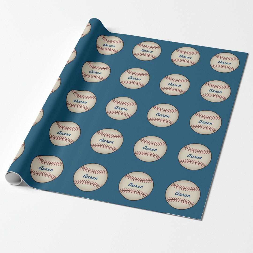 Personalized Sports Baseball Wrapping Paper (Unrolled)