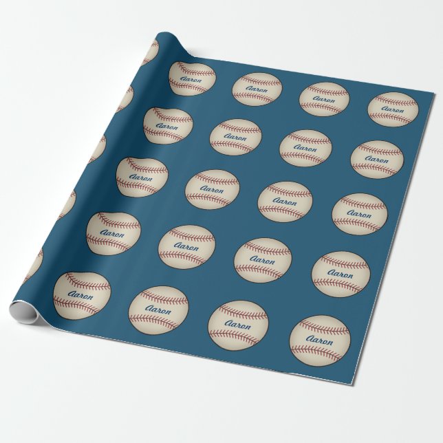 Personalized Sports Baseball Wrapping Paper (Unrolled)