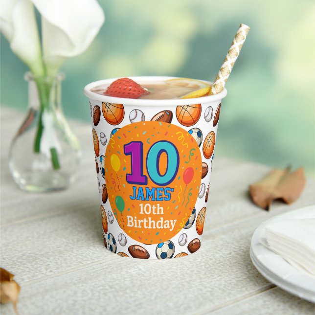 Personalized Sports Birthday Paper Cups  (Insitu)