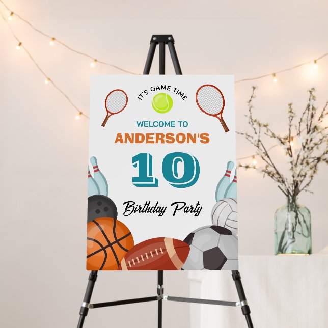 Personalized Sports Birthday Party Custom Name  Foam Board (In Situ (Stand))