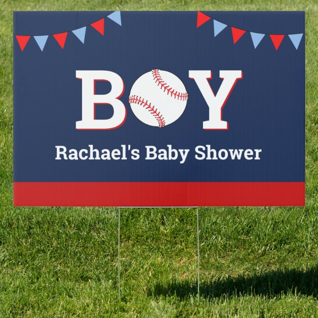 Personalized Sports Boy Baseball Baby Shower Sign (Insitu)