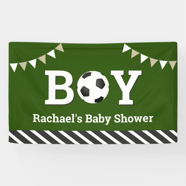 Personalized Sports Boy Soccer Baby Shower Banner (Horizontal)