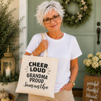 Personalized Sports Cheer Loud Proud Grandma Tote Bag