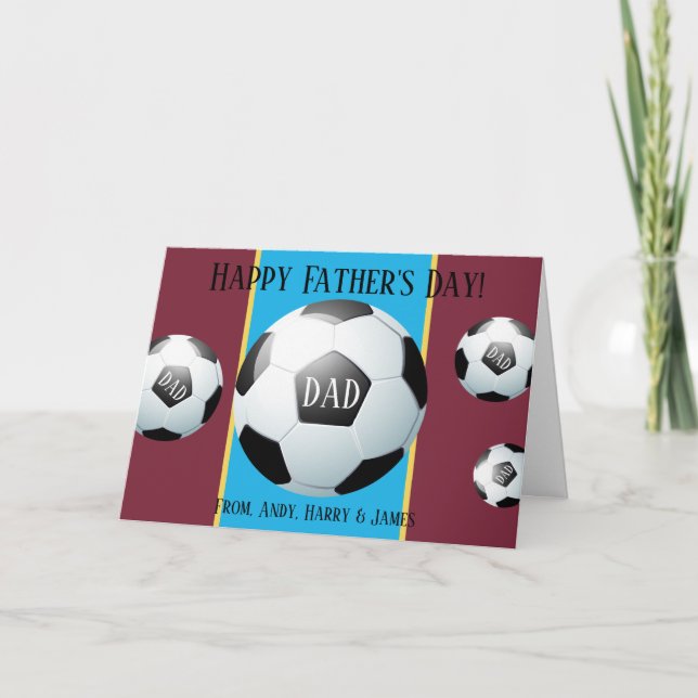 Personalized Sports Football Soccer Fathers Day Holiday Card (Front)