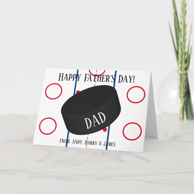 Personalized Sports Ice Hockey Fathers Day Holiday Card (Front)