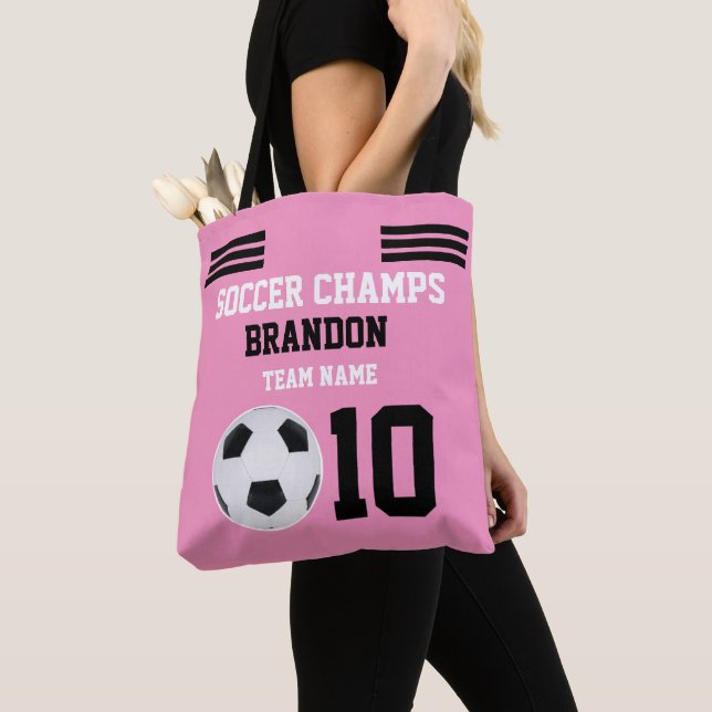 Personalized Sports Modern Coach Pink white  Tote Bag (Close Up)