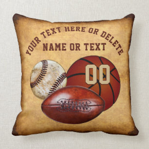 Personalized Sports Pillows, Cool Vintage Look Throw Pillow