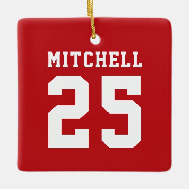Personalized Sports Red Ceramic Ornament (Front)
