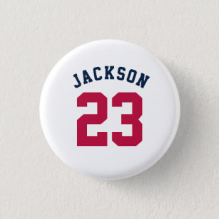 Personalized Sports Team Jersey Number Name Button