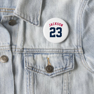 Personalized Sports Team Jersey Number Name Button