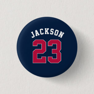 Personalized Sports Team Jersey Number Name Button