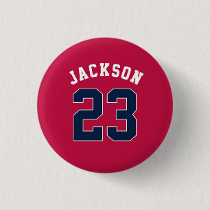 Personalized Sports Team Jersey Number Name Button