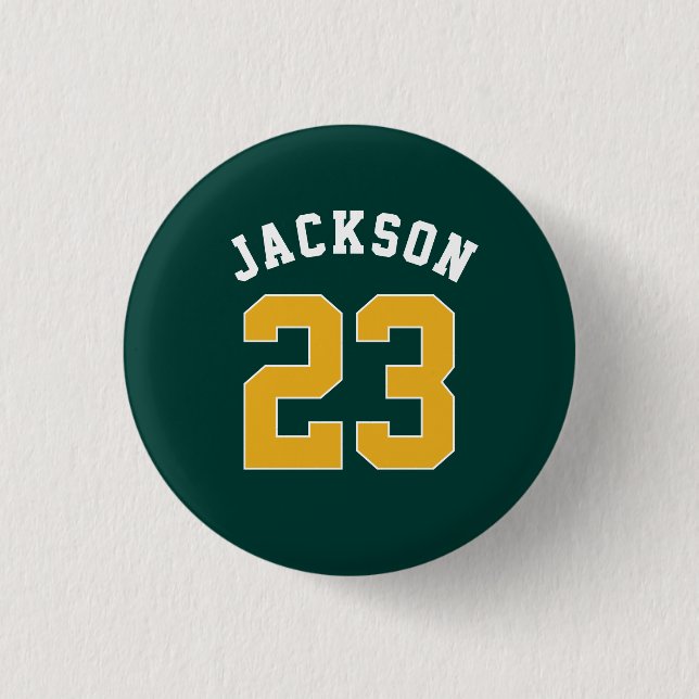 Personalized Sports Team Jersey Number Name Button (Front)