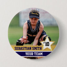 Personalized Sports Team Photo Buttons & Pins