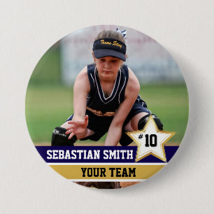Personalized Sports Team Photo Buttons & Pins