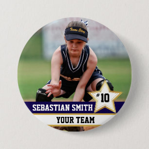 Personalized Sports Team Photo Buttons & Pins