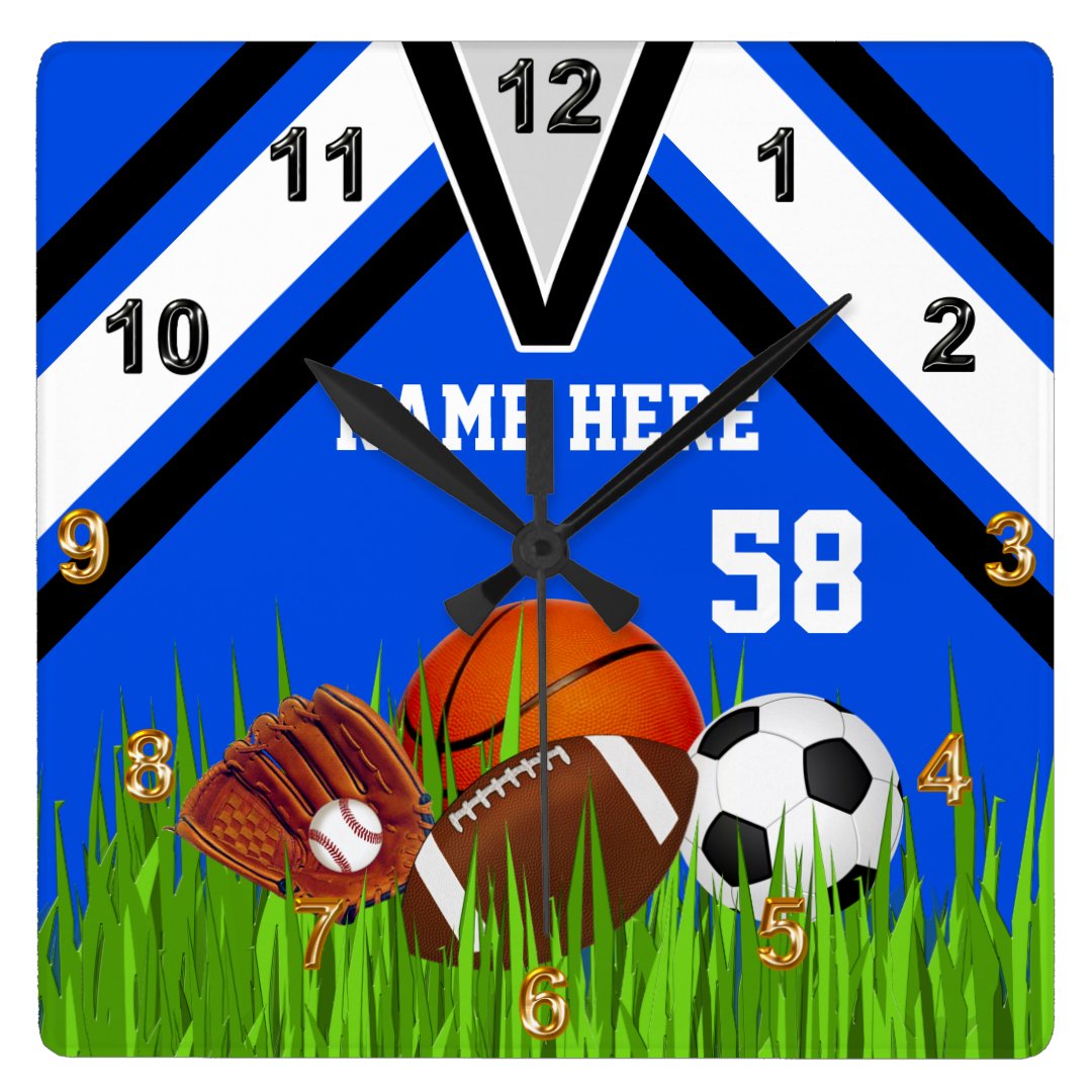 Personalized Sports Themed Room Decor Sports Clock Zazzle