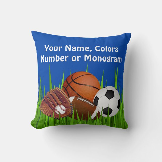 PERSONALIZED Sports Throw Pillows, Change Colors Pillow (Front)