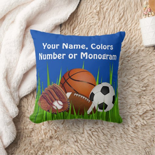 PERSONALIZED Sports Throw Pillows, Change Colors Throw Pillow Zazzle