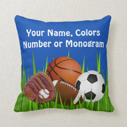 PERSONALIZED Sports Throw Pillows, Change Colors Throw Pillow