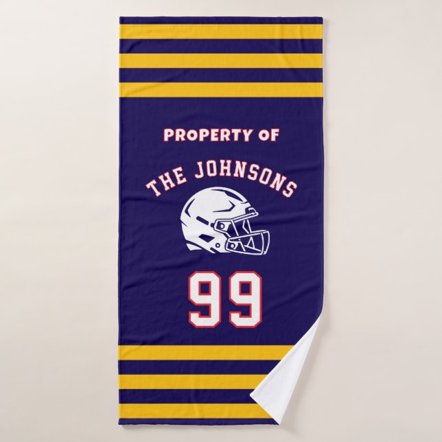 Personalized Sports Towel | Custom Football Player (Bath Towel)