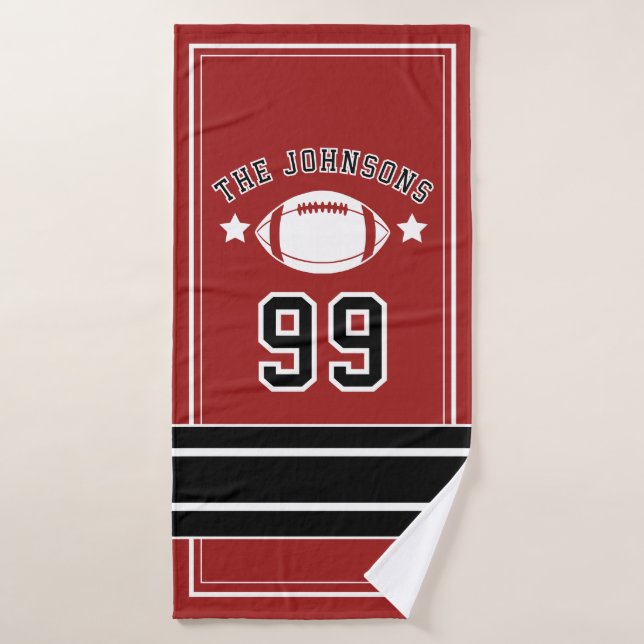Personalized Sports Towel | Custom Football Player (Bath Towel)