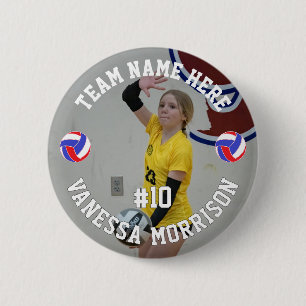 Personalized Sports Volleyball Player Photo Button