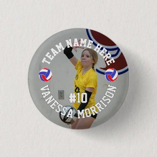 Personalized Sports Volleyball Player Photo Small Button