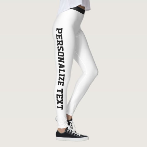 Personalized Sports White Black Stripe Athleisure Leggings