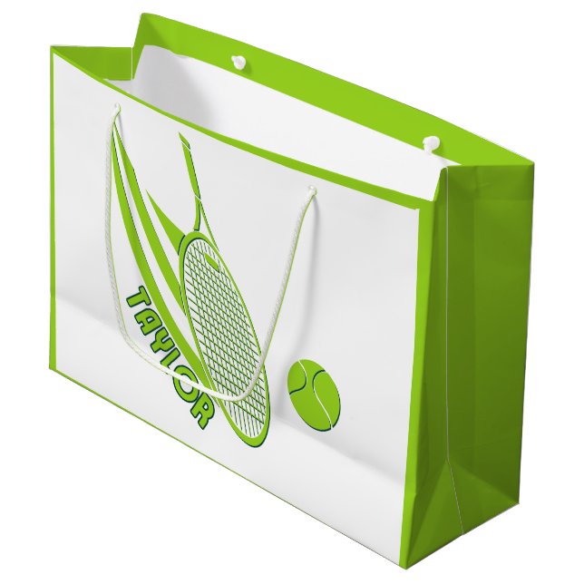 Personalized Sports With Name Tennis Large Gift Bag (Front Angled)