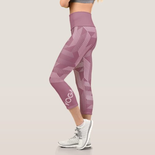 Personalized Sporty Stripes Dusty Pink Capri Leggings