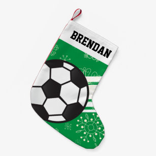 personalized sporty stripes soccer ball green small christmas stocking - Striped Christmas Stockings personalized sporty stripes soccer ball green small christmas stocking - Striped Christmas Stockings