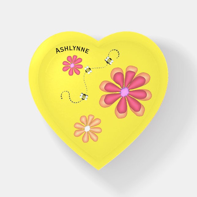 Personalized Spring Bees and Flowers Paperweight (Front)