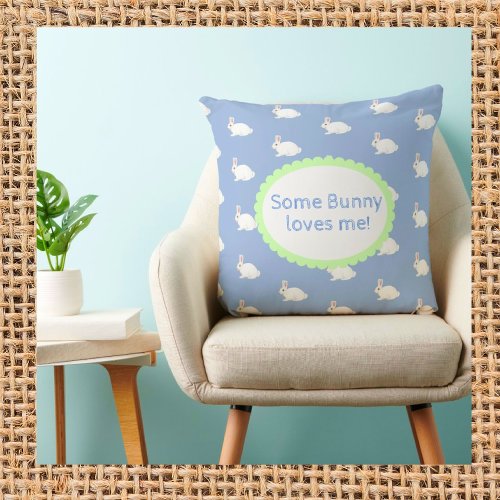 Personalized Spring Bunnies Throw Pillow