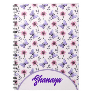 Personalized Spring Butterfly Floral Gift Notebook