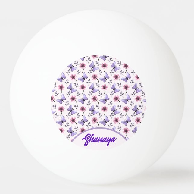 Personalized Spring Butterfly Floral Gift   Ping Pong Ball (Front)
