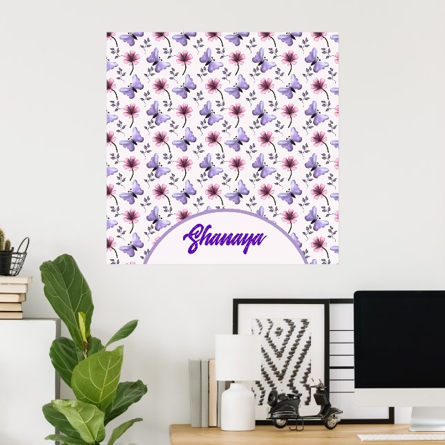 Personalized Spring Butterfly Floral Gift   Poster (Home Office)