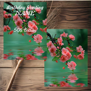 Personalized Spring Cherry Blossom Floral Birthday Card