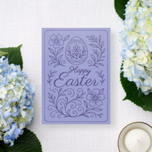 Personalized Spring Easter Egg Purple Letterpress Photo Cards