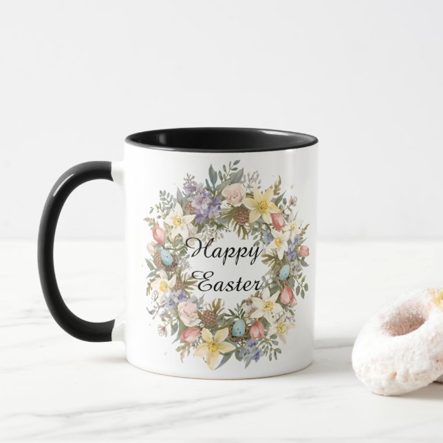 Personalized Spring Floral Keepsake Mug (With Donut)