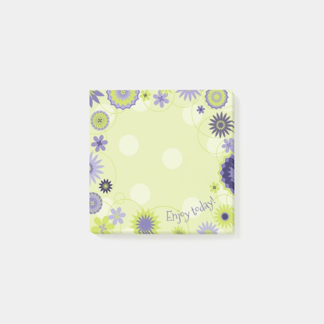 Personalized Spring Floral Pretty Green Post-it Notes (Front)