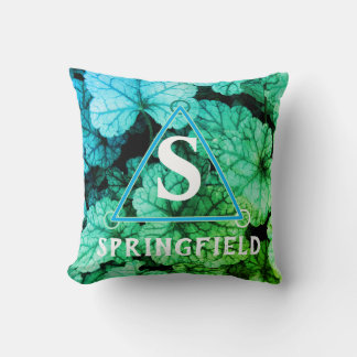 Personalized Spring Foliage Name and Monogram Throw Pillow