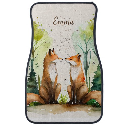 Personalized spring fox watercolor      car floor mat