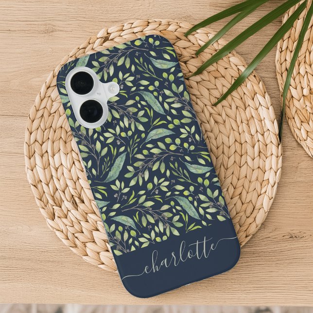 Personalized Spring Green Botanical Pattern iPhone Case (Creator Uploaded)
