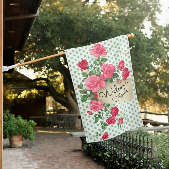 Personalized Spring Welcome House Flag (In SItu)