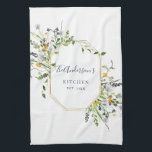 Personalized spring wildflowers Kitchen Towel<br><div class="desc">Add a special touch to your kitchen! This gorgeous Towel featuring your Family name in a beautiful geometric gold frame with wildflowers.</div>