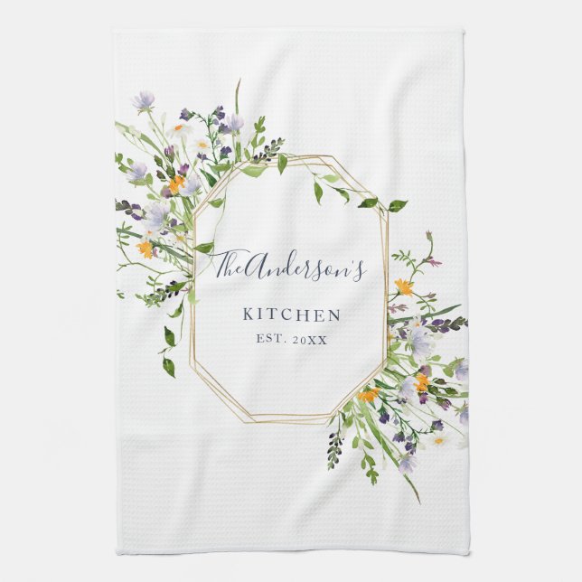 Personalized spring wildflowers Kitchen Towel (Vertical)