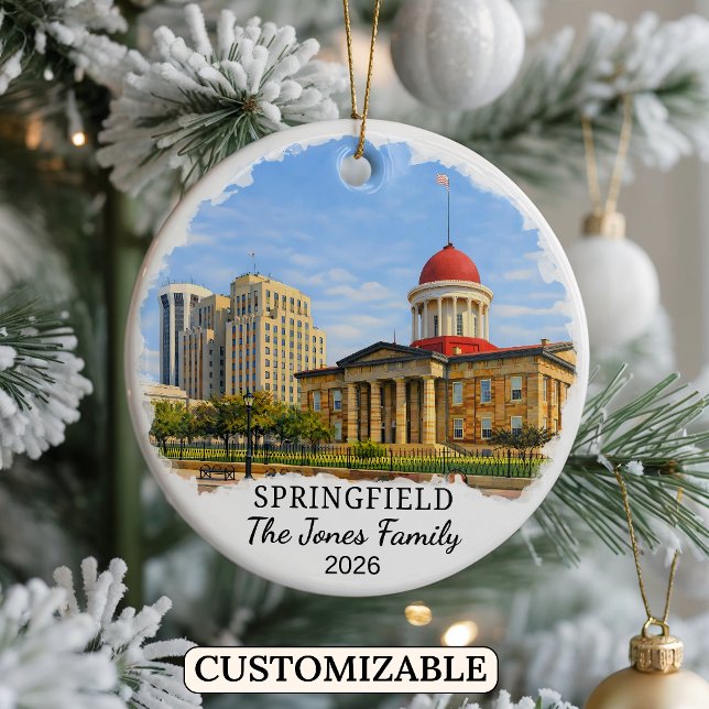 Personalized Springfield Ornament, Custom Illinois Ceramic Ornament (Creator Uploaded)